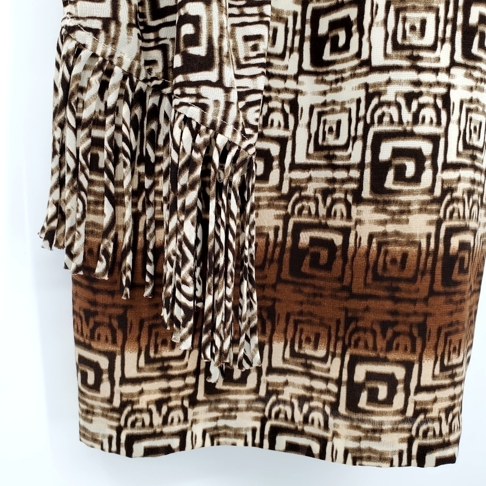 Muse Boston Proper Tribal Print One Shoulder Fringe Dress - Picture 3 of 11